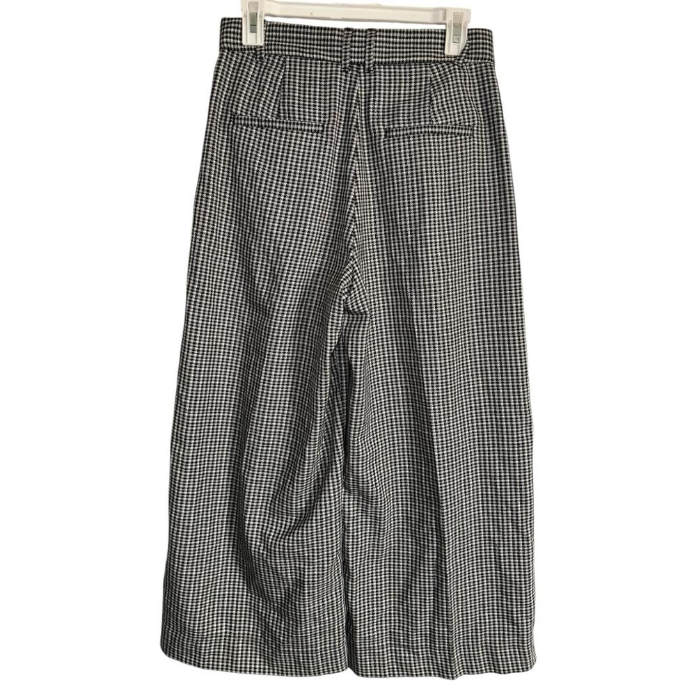 Gap Houndstooth Plaid Black White Pleated Wide Leg Crop Dress Pants Size 4 - Picture 2 of 5